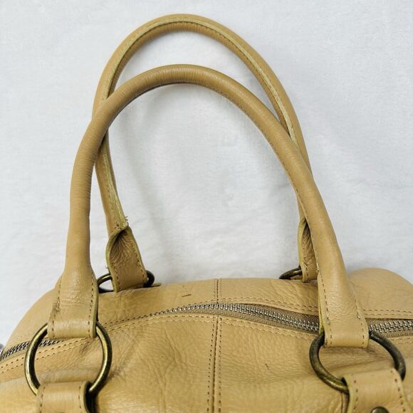 Naturalizer Tan Pebble Grain Leather Handbag Double Front Pockets 12"x5"x6" - Picture 9 of 15